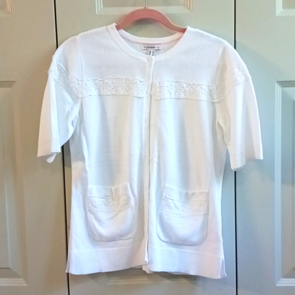 Isaacmizrahilive white cardigan  size s/m